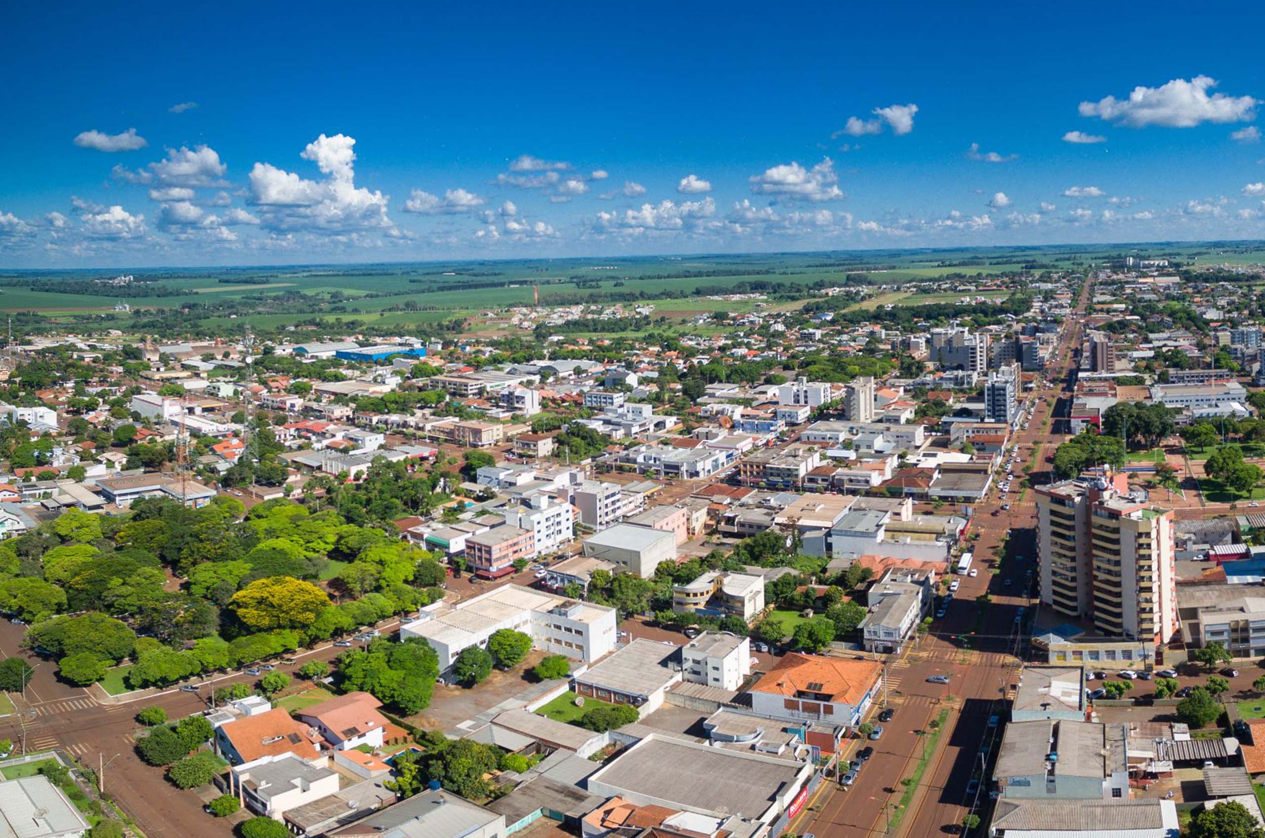 Vista aérea da cidade de Palotina, Paraná